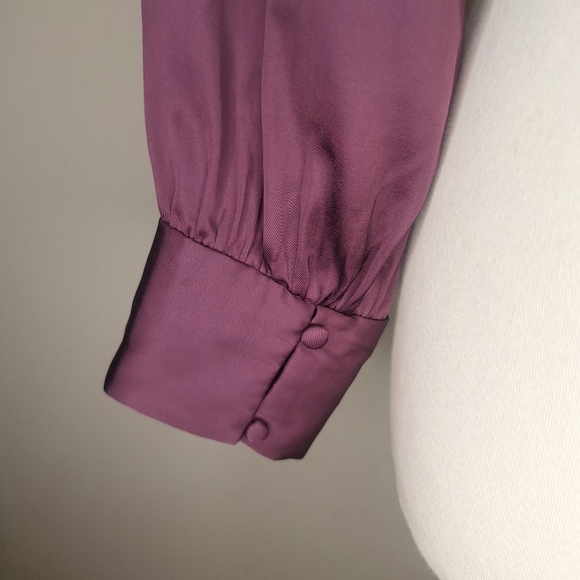 Abercrombie & Fitch Satin Long Puffed Sleeve Top Size M - Picture 7 of 10